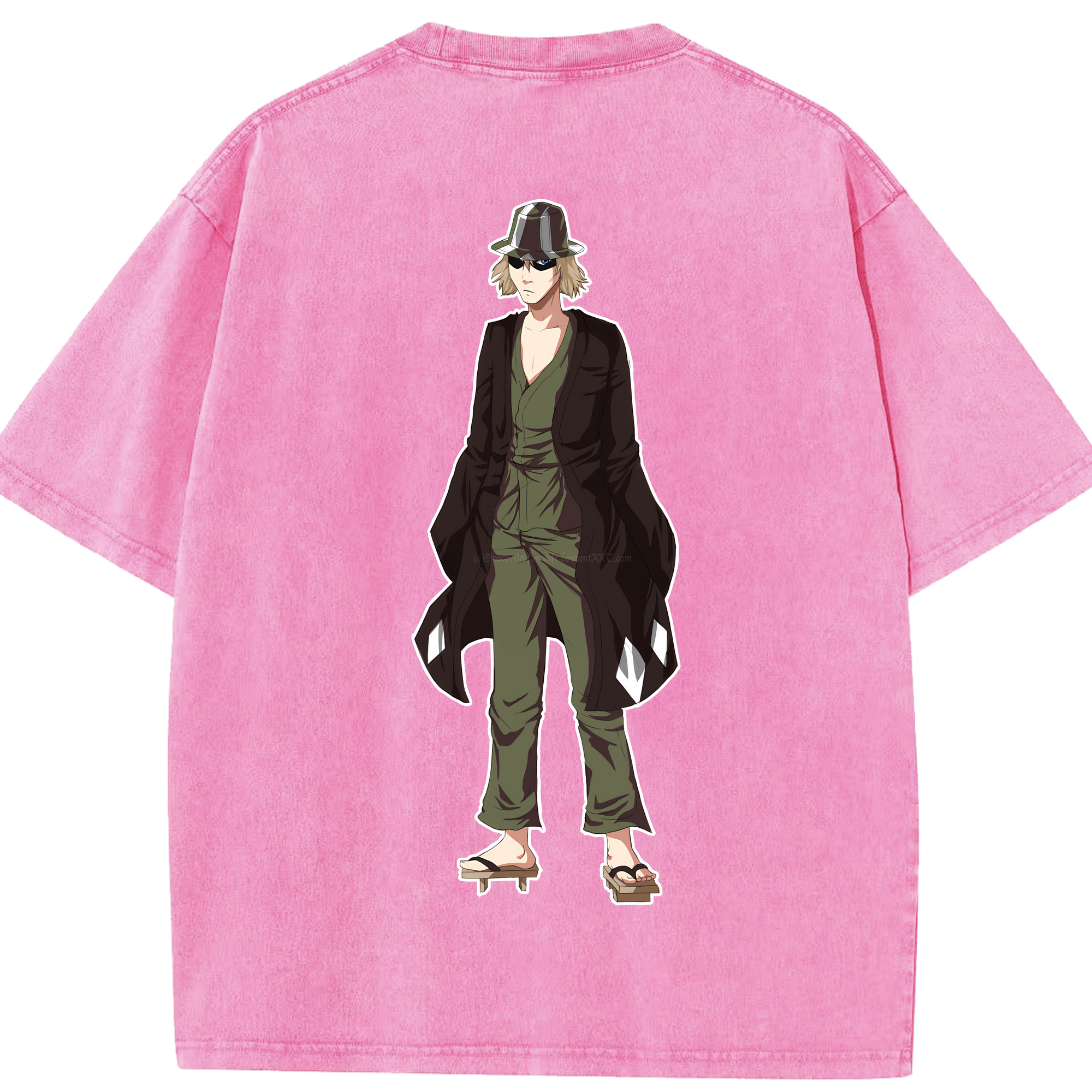 （画像用） "ブリーチ 浦原 喜助（うらはら きすけ） BLEACH Urahara Kisuke " 綿100% ヴィンテージ風 半袖Tシャツ（背面プリント）